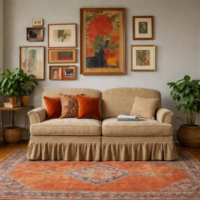 76" 2-Seat Modular Chenille Sofa with Detachable Ruffle Skirt, Oversized Mid-Century Cloud Couch with High-Density Foam, Convertible Sectional Sofa with Multiple Configurations, Easy Assembly Upholstered Couch for Living Room, Apartment