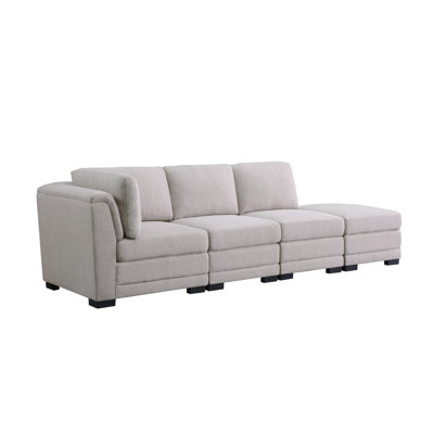 Canapé moderne réversible en tissu de lin avec repose-pieds Krist112