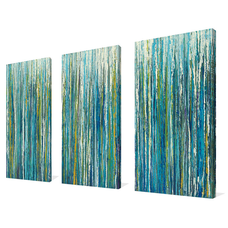 Greencicles - ensemble de 3 reproductions d'art sur toile tendue, H 32 po x l 48 po x P 0,75 po
