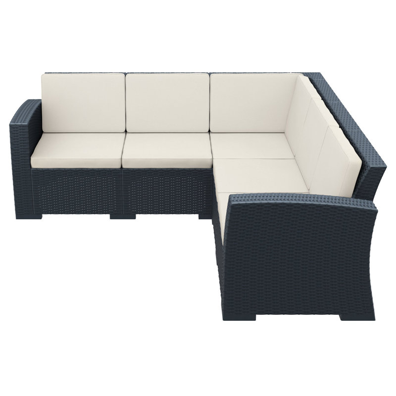 Mcchesney 5 - Person Modular Patio Conversation Set with Cushions, Dark Gray