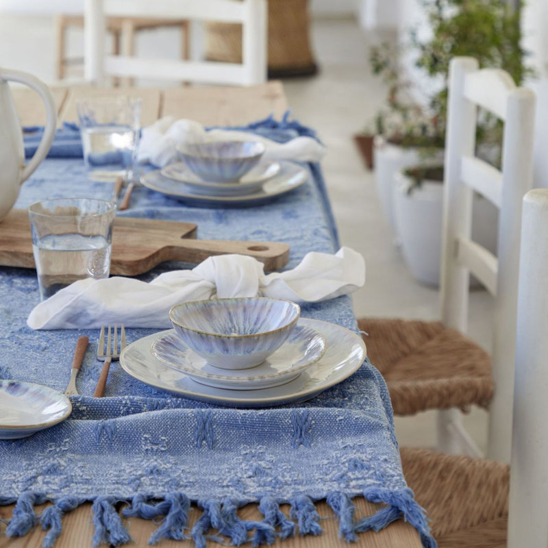 Ria Blue Ceramic Oval Serving Bowls, Set of 6