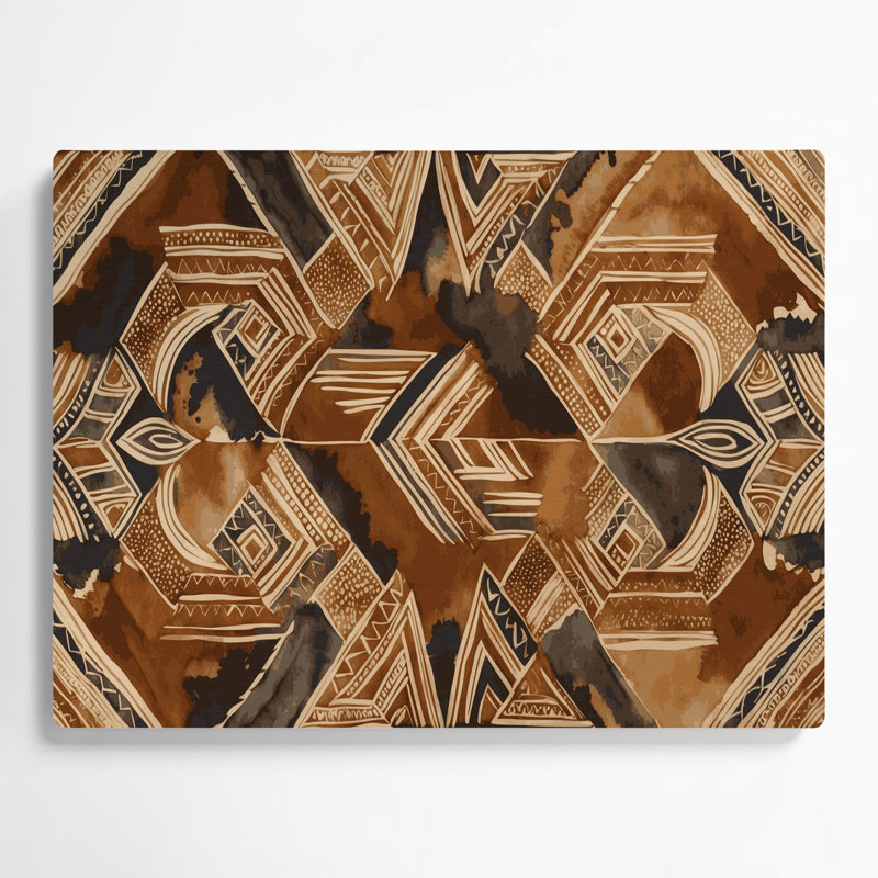 Art mural hawaïen en tissu tapa brun, H 20 po x l 30 po