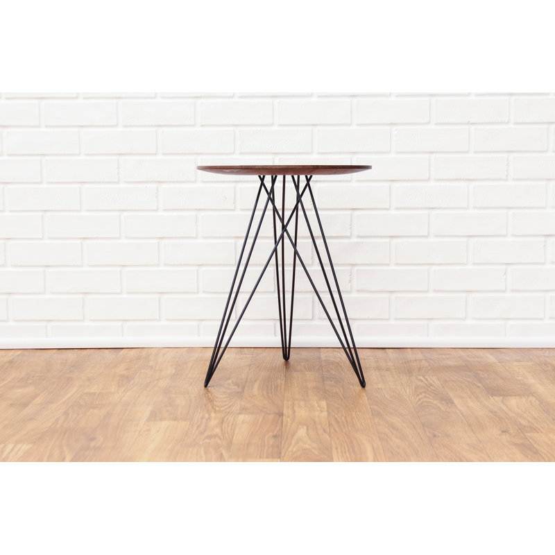 Hudson Solid Wood Top End Table, Black, Walnut