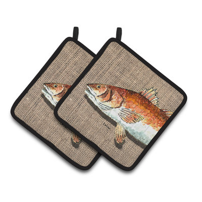 Caroline's Treasures Red Fish Polyester Potholder