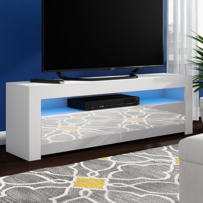 Tahmoor Modern TV Stand with LED Lighting, High Gloss Finish