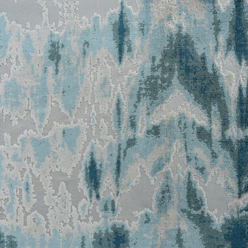 Kanoko-Bhujanga Abstract Cut Velvet Upholstery Fabric, Lagoon