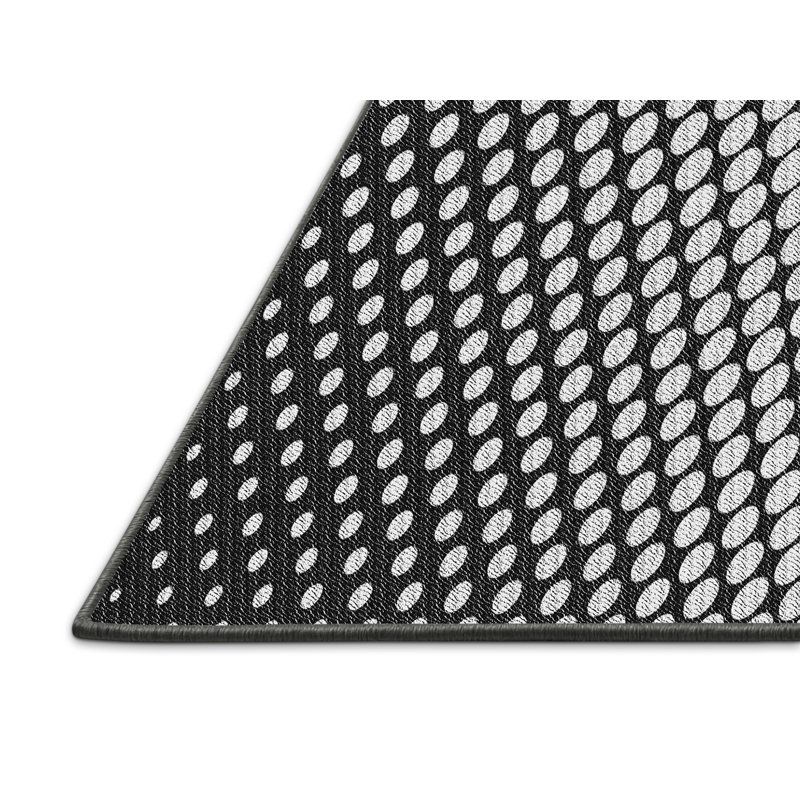 Tapis blanc/noir à motifs, Rectangle 5 pi x 7 pi