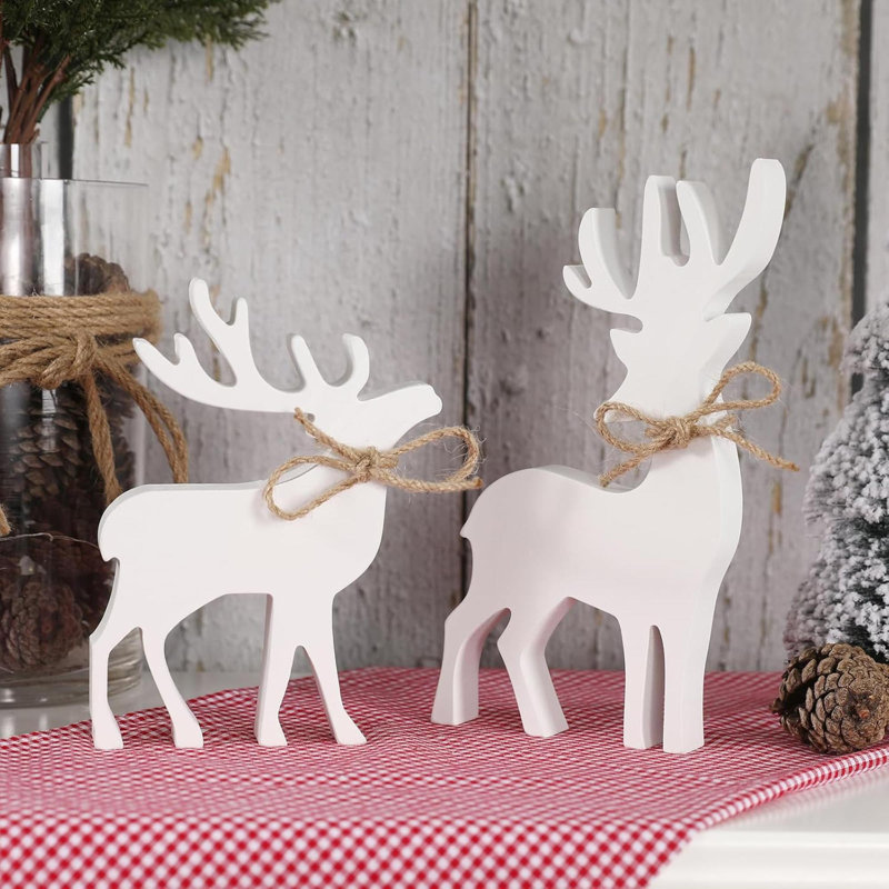 Décorations de Noël - 2PCS panneau de renne en bois - Décorations de Noël pour la maison