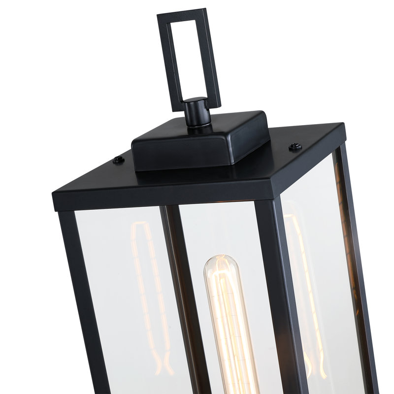 Topawa 1-light Outdoor Post Light Kits Head with Clear Glass Shade, Matte Black, 25"H x 7"W x 7"D
