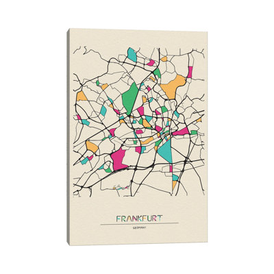 Frankfurt, Germany Map - Wrapped Canvas Print