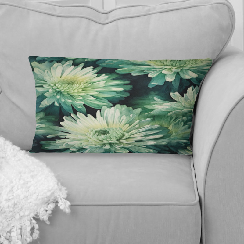 Coussin Melody I - imprimé floral vert et blanc