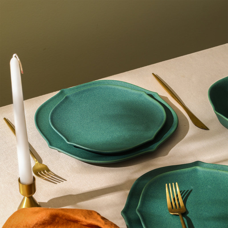Stone Lain Baskerville 24-Piece Dinnerware Set Stoneware, Green