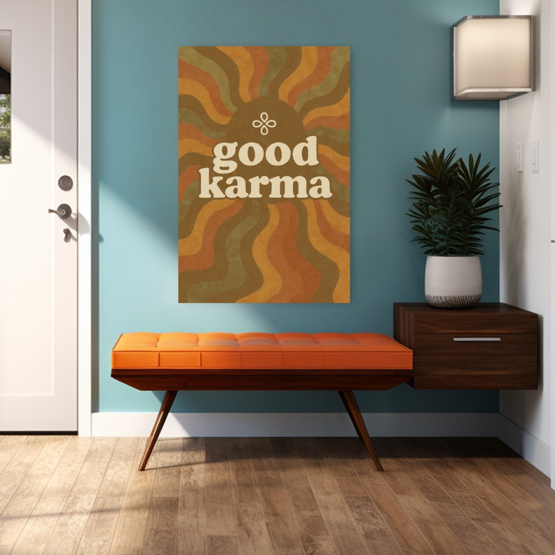 «Karma Waves», impression rétro d'art mural rétro, 48" H x 32" W