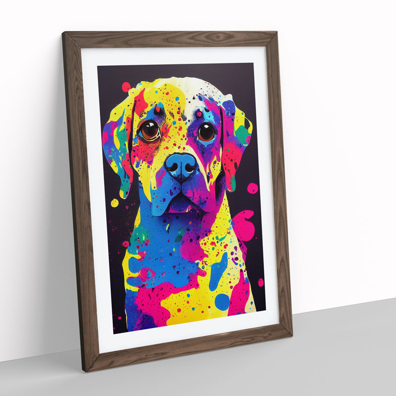 Dog Paint Splash No.7 - Framed Print, 46cm H x 34cm W, Brown