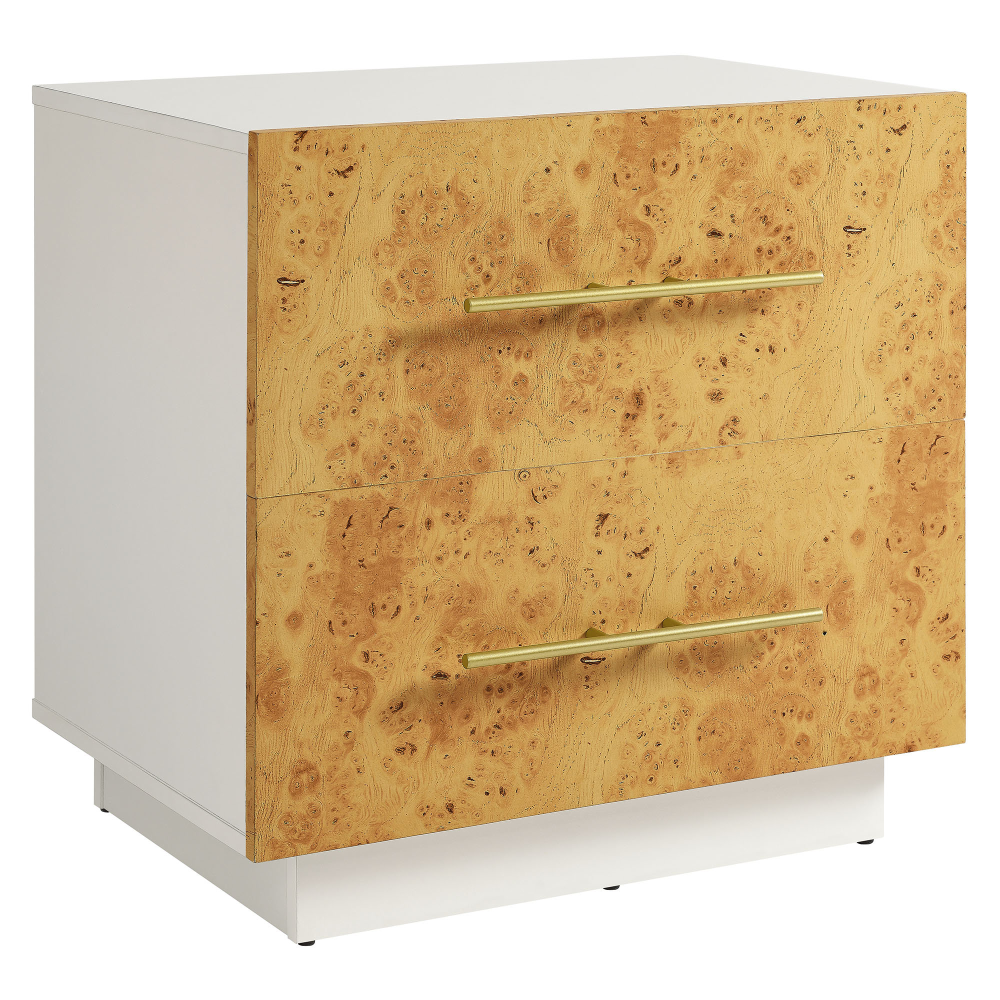 Modway Abel 2-Drawer Burl Wood Nightstand In White Bleached Burl | Wayfair