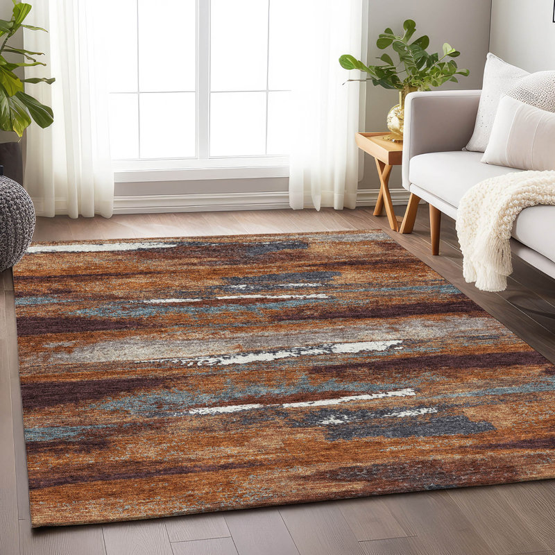Premium Machine Washable Prisco Copper Rug, Rectangle 2'6" x 3'10"