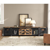 TV Stand Set With Charging Station And Drawers,85 Inch Farmhouse Entertainment Center With Sliding Barn Door,Media TV Console With Storage Shelf For Living Room Bedroom