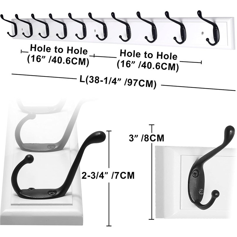 Wall Mounted Clothes Rack, Black/White