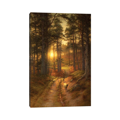 The Sun Fast Sinks In The West by Joseph Farquharson - Wrapped Canvas Print