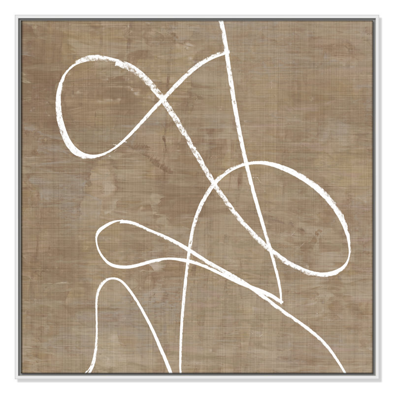Swooping Lines - Peinture sur toile avec cadre flottant, H 37,5 po x l 37,5 po, Blanc
