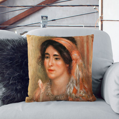 Woman With Black Hair Square Throw Cushion