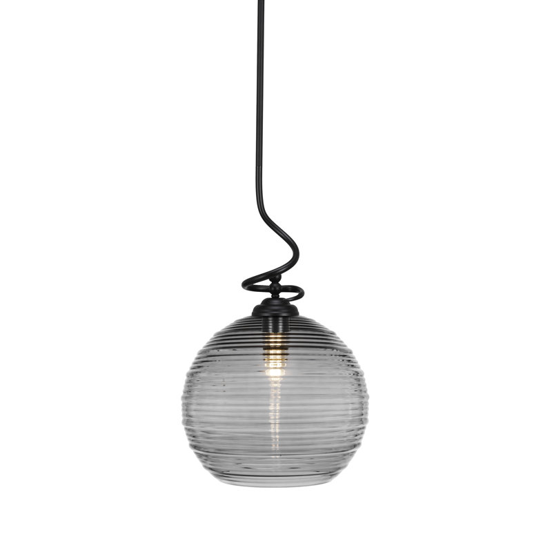 Luminaire suspendu Capri Capri, Noir mat, H 21 po x l 12 po x P 12 po, Gris clair