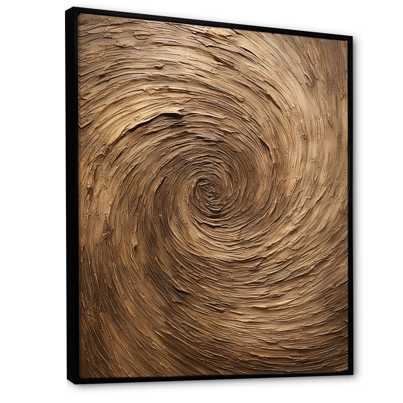 «Brown Calm Current Spiral - Abstract Spirals», art mural, salon_106074, Cadre flottant noir, H 40 po x l 30 po x P 1,5 po
