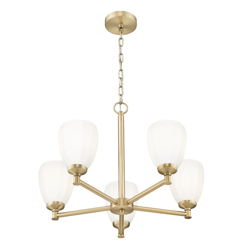 Mattera Modern Chandelier, 5 Lights, Gold, 18.25" H x 25" W x 25" D