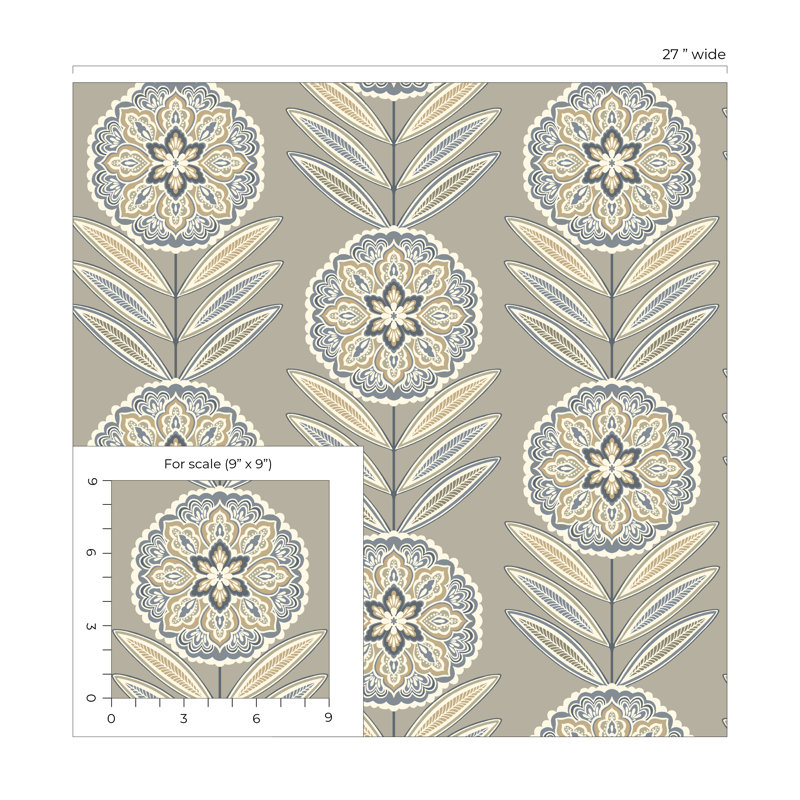 Rouleau de fleurs Addix, Gris / beige / crème