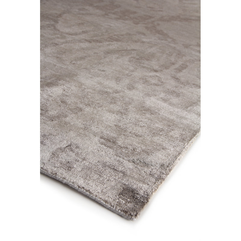 Antique'd Silk Damask Area Rug in Taupe, Rectangle 12' x 15'