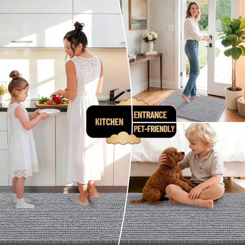 Tapis de bain épais en chenille 51 x 76 cm, doux et absorbant