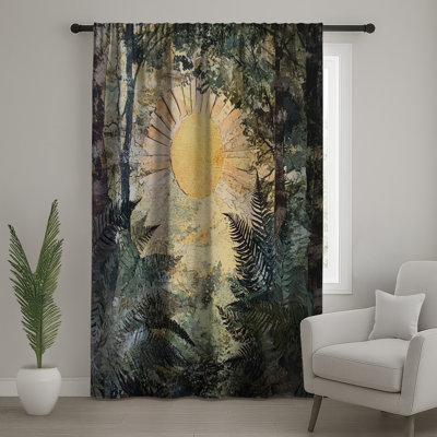 Sunlight Through Ferns Window Curtains, Forest Sheer & Blockout Curtains - 1 Panel