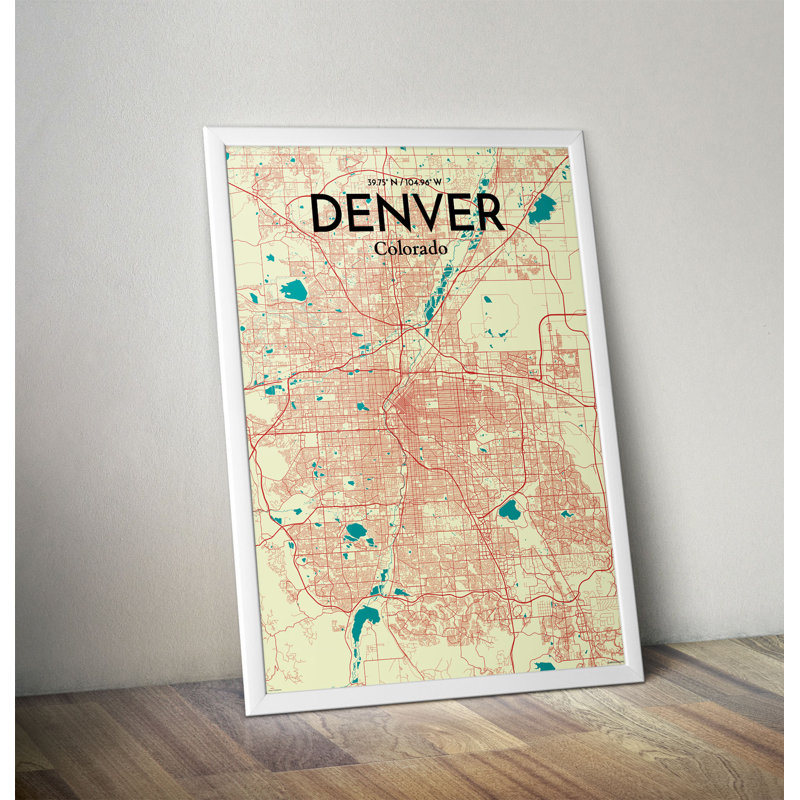Denver City Map - Unframed Print, 36" H x 24" W x 0.05" D