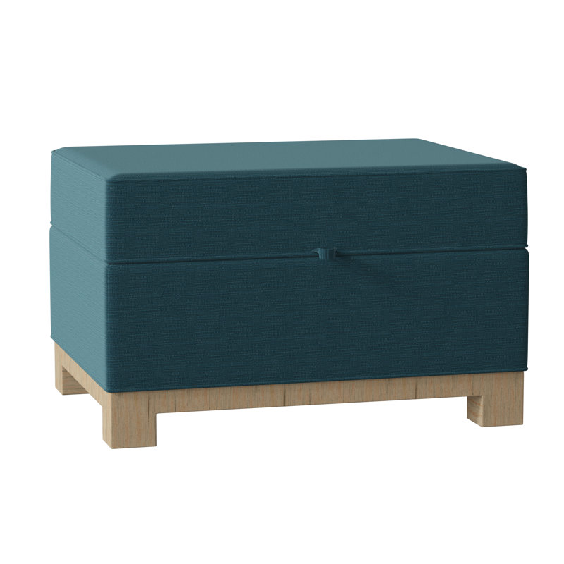 Repose-pieds rectangulaire avec rangement Brandes, Turquoise Lucky, Acajou
