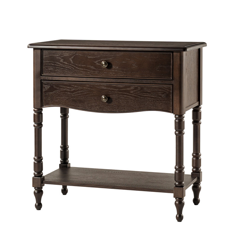 Lassiter 30''W Transitional Spindle Legs 2-Drawer End Table with Built-In Charging Station And Solid Wood