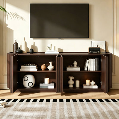 66.9'' Curved Fluted TV Stand for TVs up to 70"t with Cable Management for Living Room