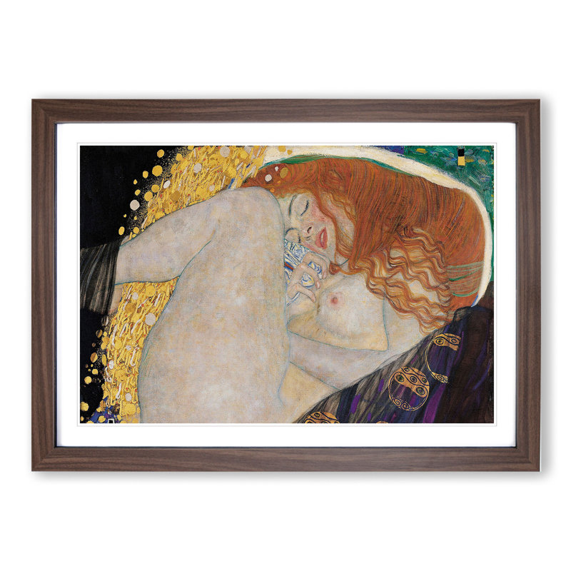 Danae Vol.2 by Gustav Klimt - Picture Frame Painting, 27cm H x 36cm W x 2cm D, Walnut Framed
