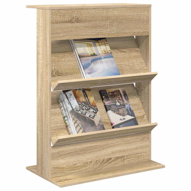 Wood Free Standing Magazine Rack, Sonoma Oak