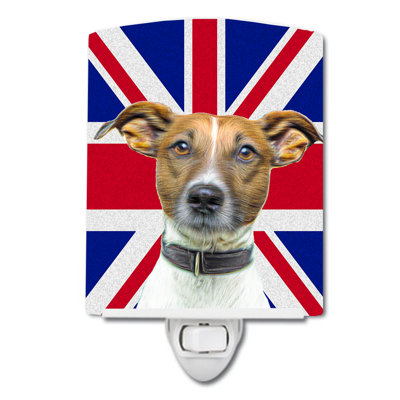 Jack Russell Terrier with English Union Jack British Flag Ceramic Night Light