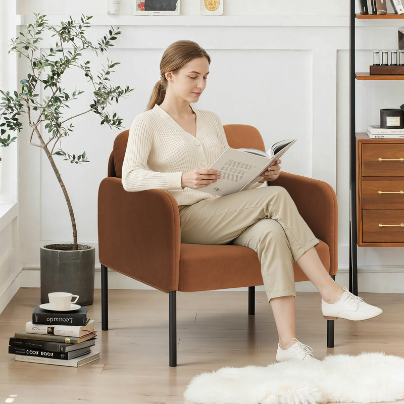 Velvet Armchair, Orange