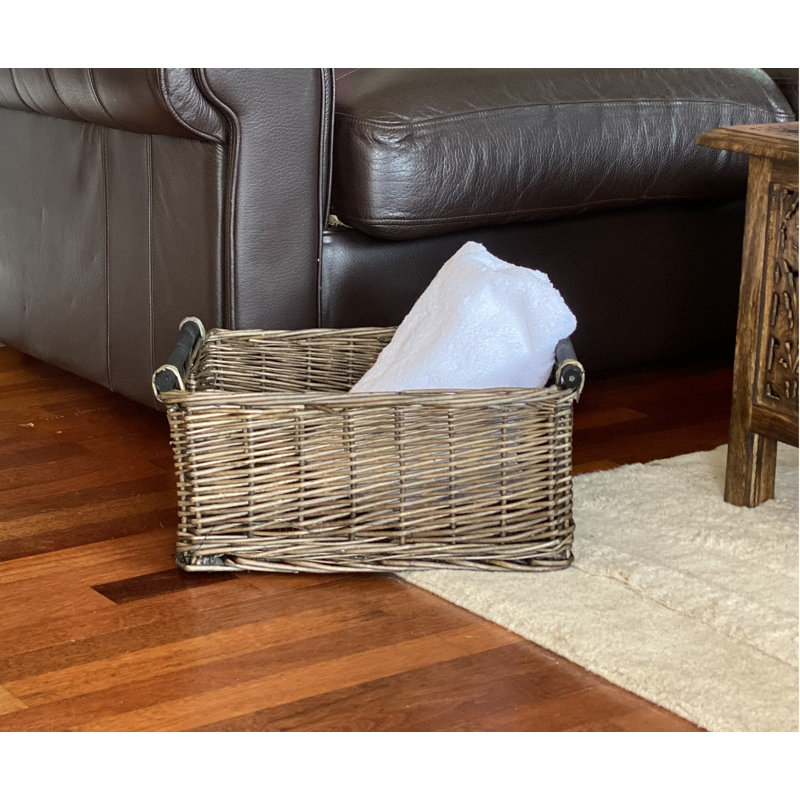 Three Posts Wicker Decorative Basket, 20cm H x 45cm W x 35cm D, Oak