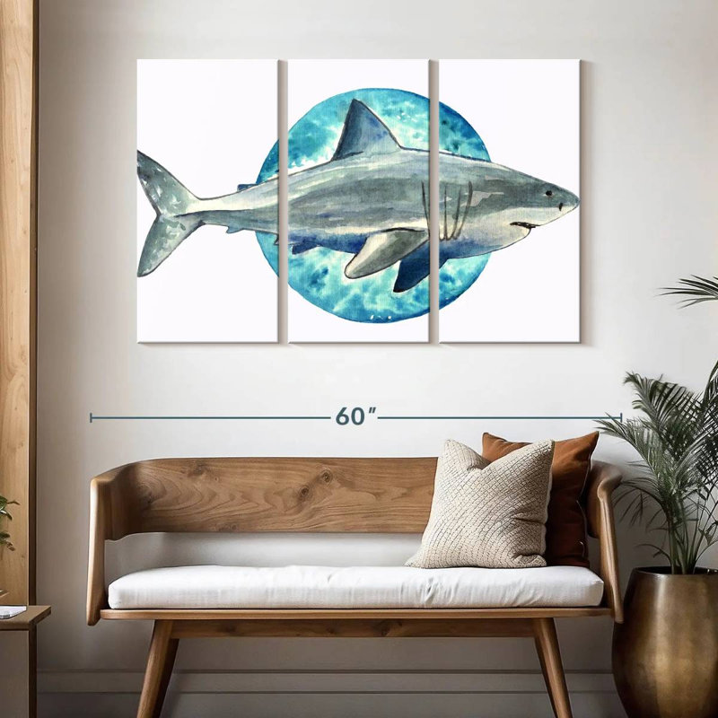 Watercolor Shark, 32" H x 50" W