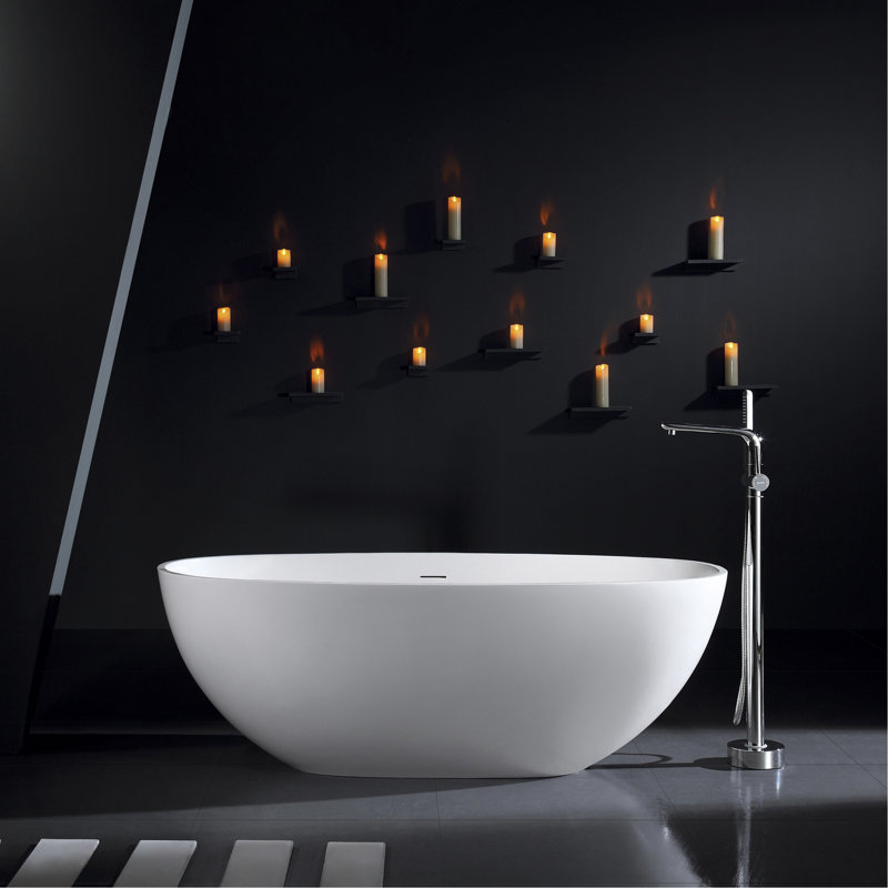 Baignoire de trempage autoportante 65,2 pouces pour salle de bain