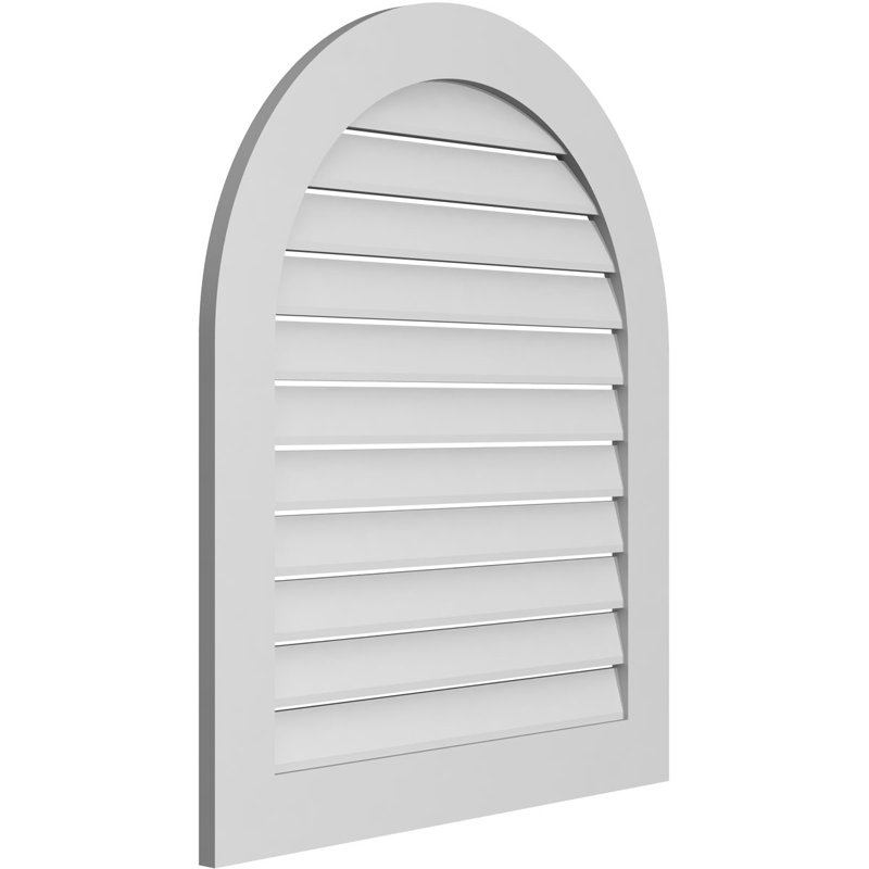 Round Top Surface Mount Signature Urethane Functional Gable Vent, Primed Tan, 38" H x 32" W x 1" D