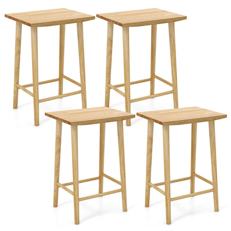 Tabouret à hauteur de comptoir de 25,5 po avec repose-pieds et structure en bois massif Gracie Oaks, 4