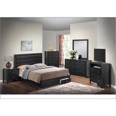 Sleek Transitional Black Storage Bed
