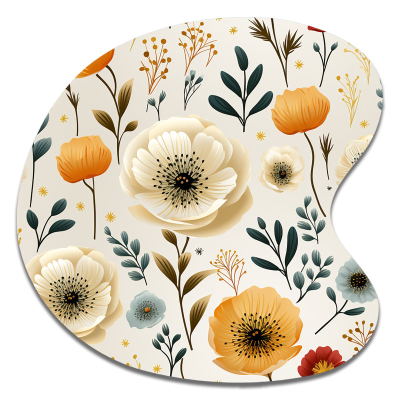 Décoration murale irrégulière en forme de goutte à motif floral Ottawa, H 27 po x l 27 po