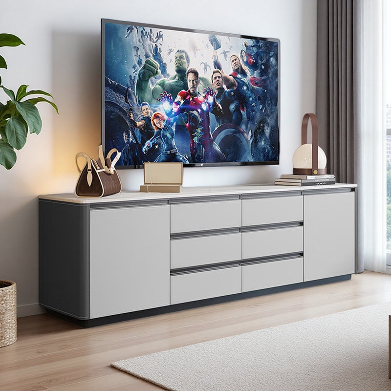 Meuble télé moderne, minimaliste et luxueux, Gris/gris pâle