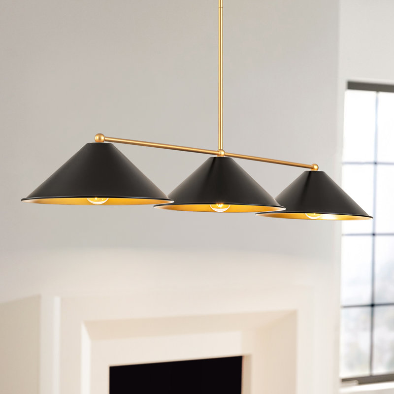 Fairhope 3-Light Dimmable Metal Pendant with Cone Shades, Black