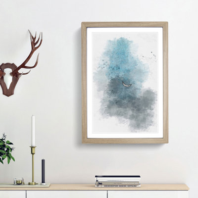 Moon over India in Abstract - Framed Print